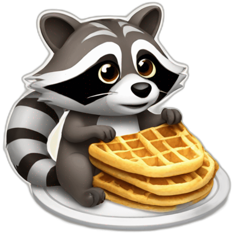 raccoon eating waffles emoji