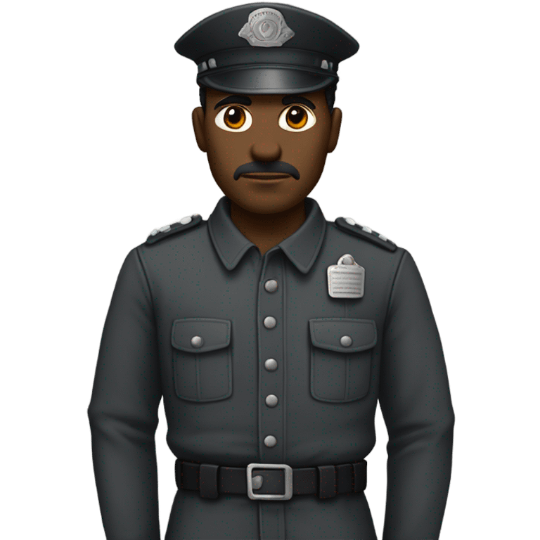 an prisoner in an dark gray uniform. very realistic and detailed emoji