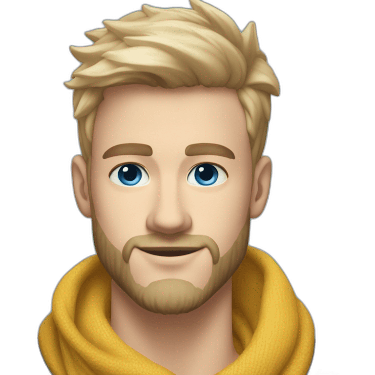 blond-guy-with-taper-fade,-straight-tiktok-guy-front-and-top-of-hair-and-dark-blonde-beard-and-blue-eyes-and-big-nose-and-scarf-on-the-middle-of-forehead emoji