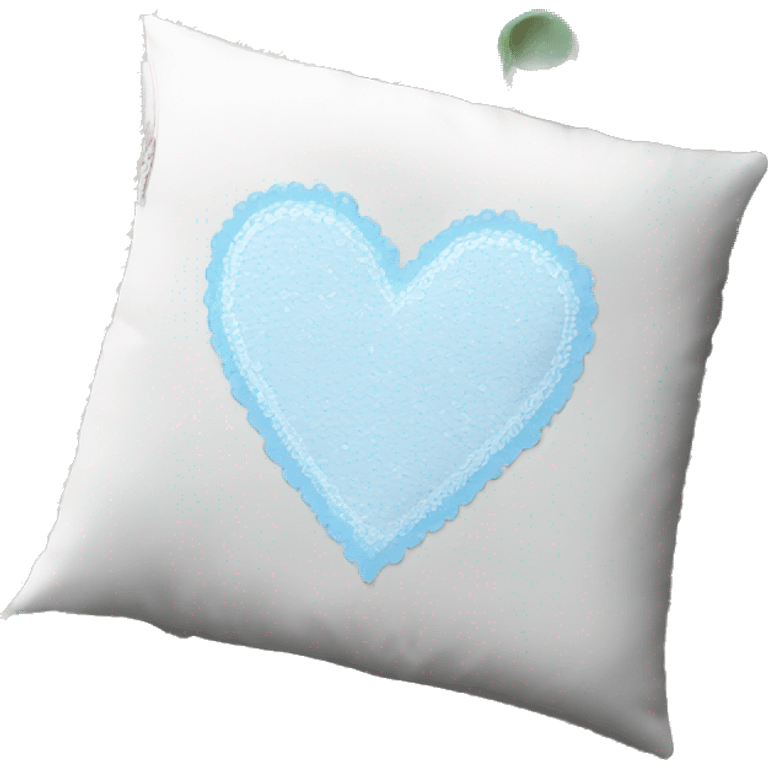 White heart shaped pillow with baby blue lace  emoji