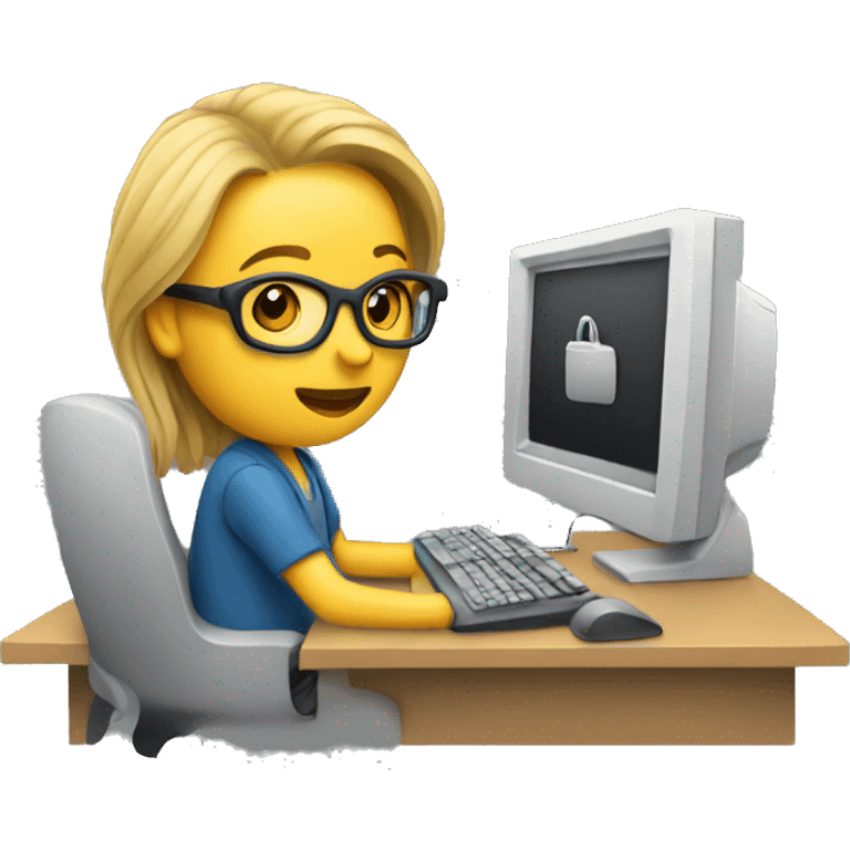 A designer working on a computer emoji