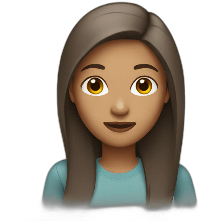 brown woman with straight hair wearing casual clothes emoji