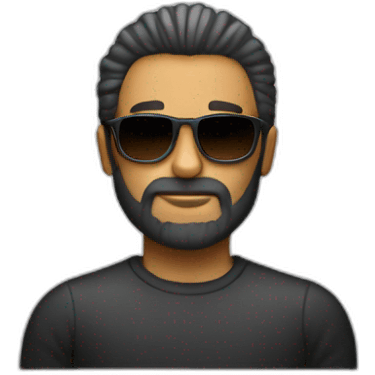 Hacker con barba y gafas de 50 años de pelo oscuro emoji