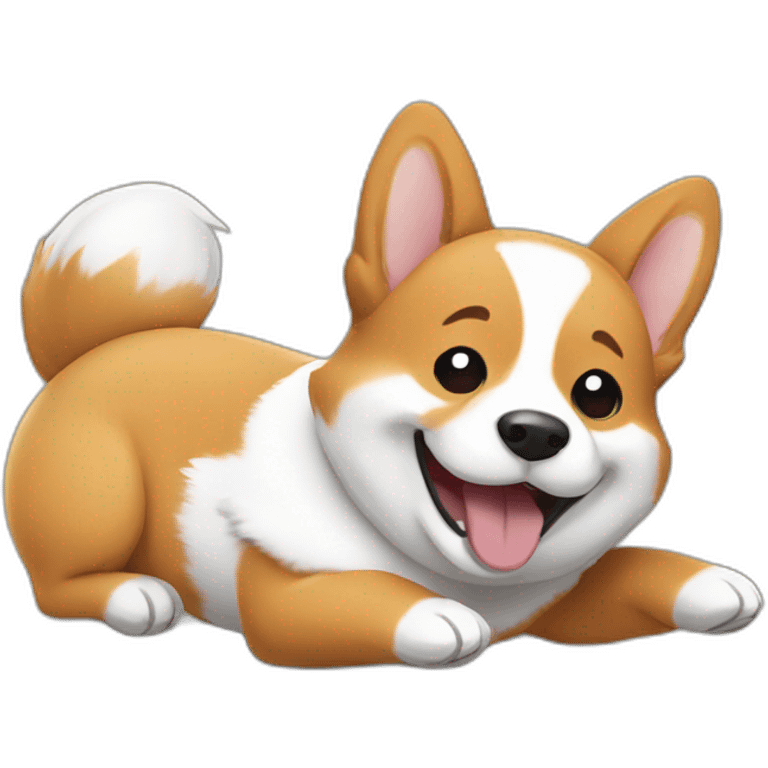 corgi rolling on the floor laughing emoji