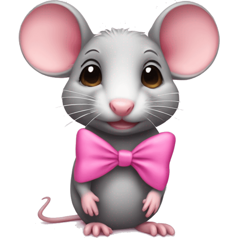 cute girly rat with pink bow  emoji