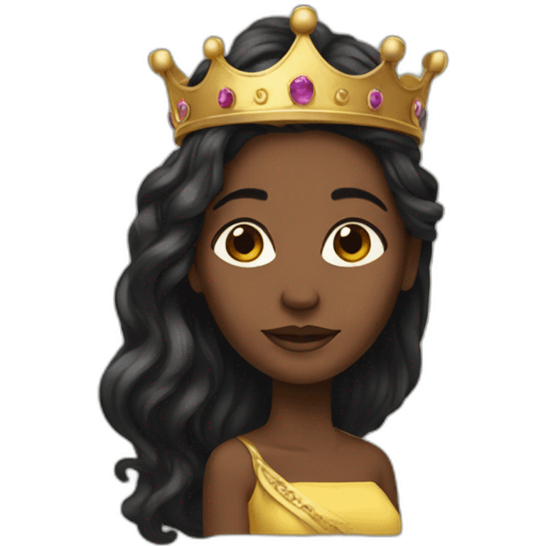 Crown black women with long hair emoji