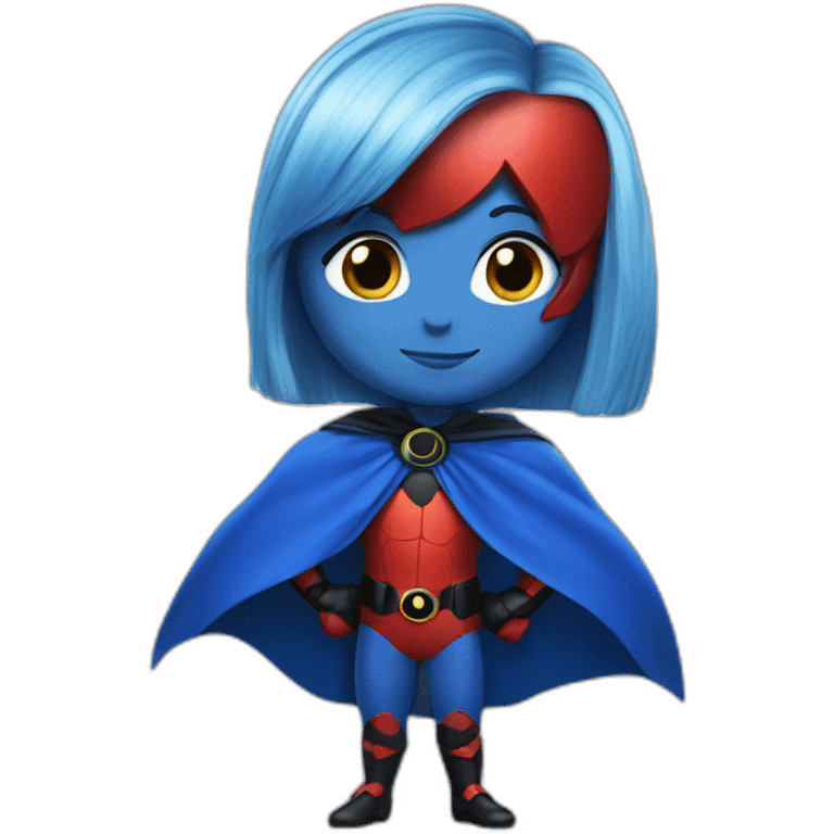 Superhero ladybug with blue short hair  emoji