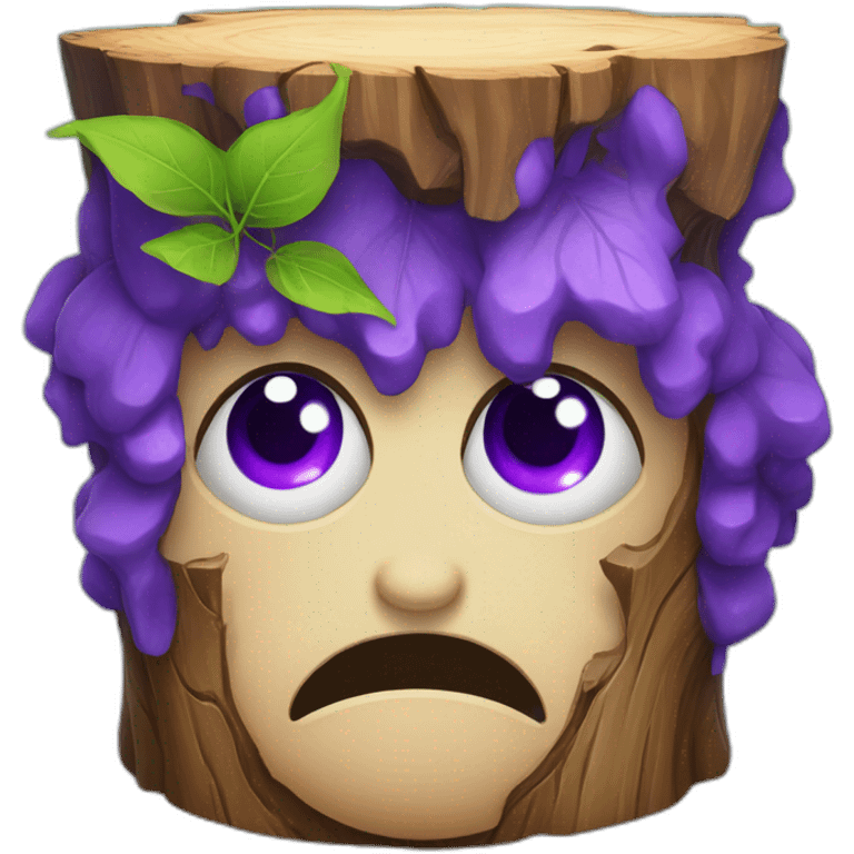 Head stump with holes in the stump for purple oval eyes and from the stump 2 horns with leaves emoji