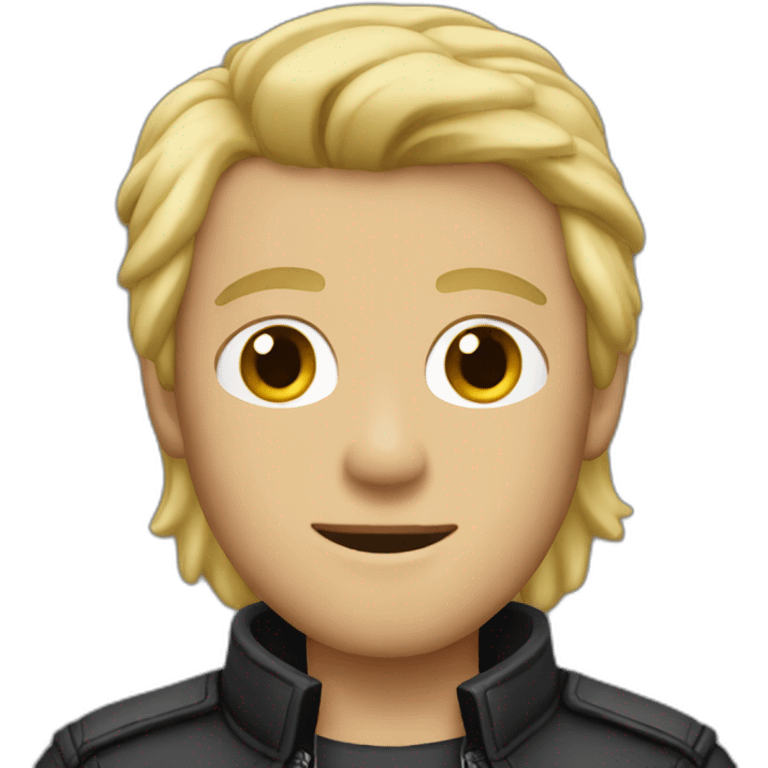 Dude with blonde hair wearing leather jacket emoji