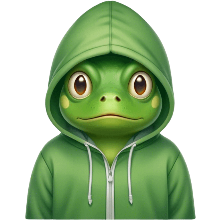 confused and frightened frog in a hoodie emoji