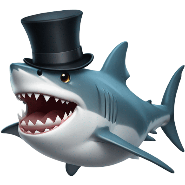 Shark with a top hat emoji