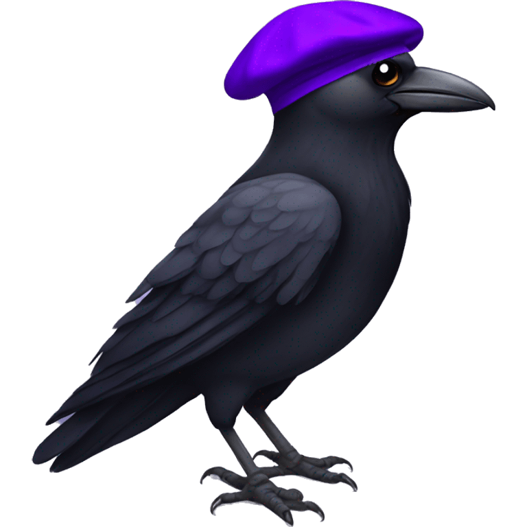 Standing crow with purple beret emoji