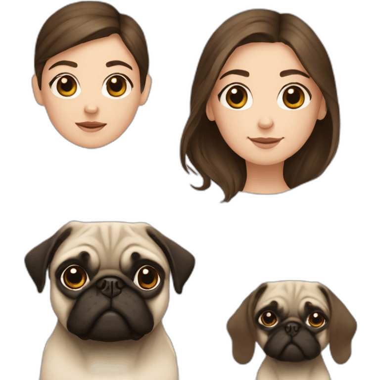 Pug and Brownhair girl emoji