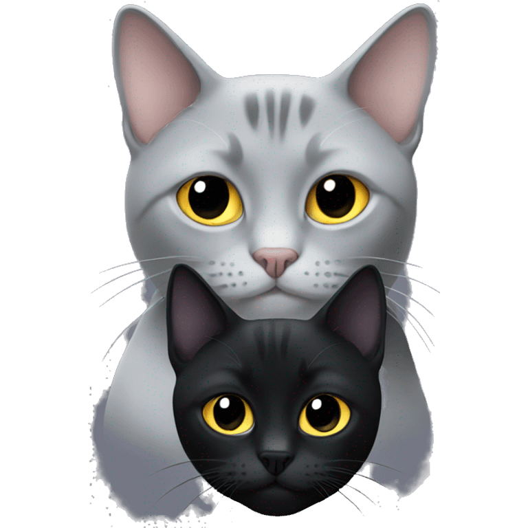 grey cat and black cat emoji