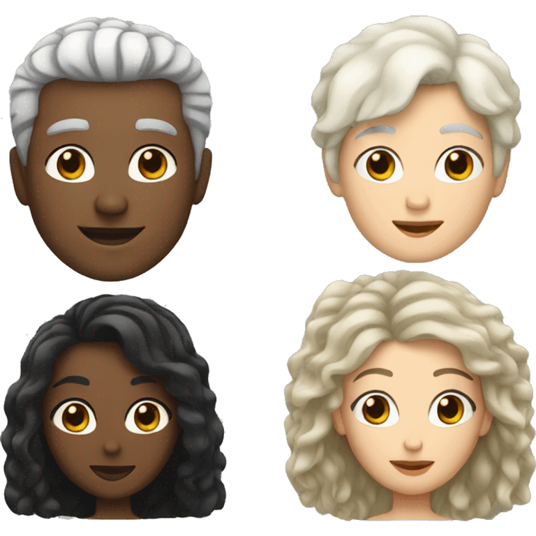 middle age white man with black and white hair and young black woman emoji