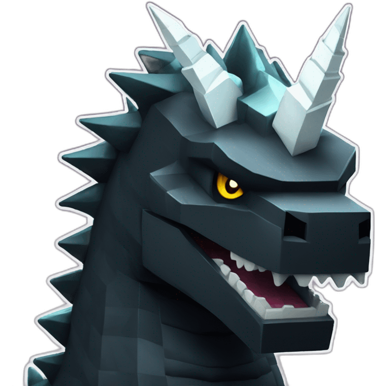 Minecraft Black Godzilla Head With Diamond Unicorn Horn emoji