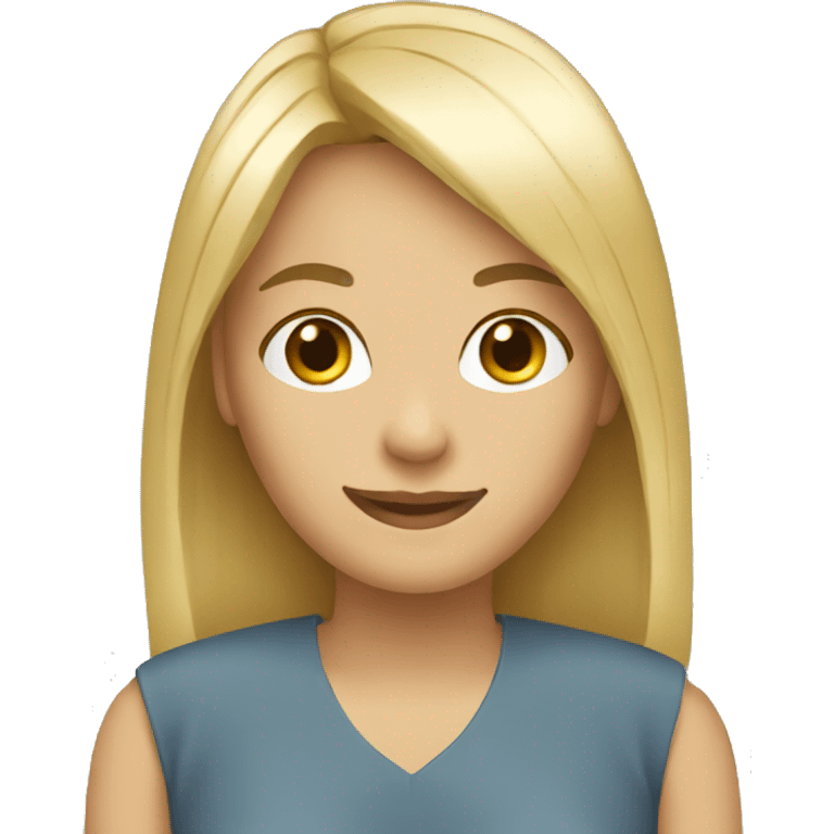 women with straight blond hair and bang smiling emoji