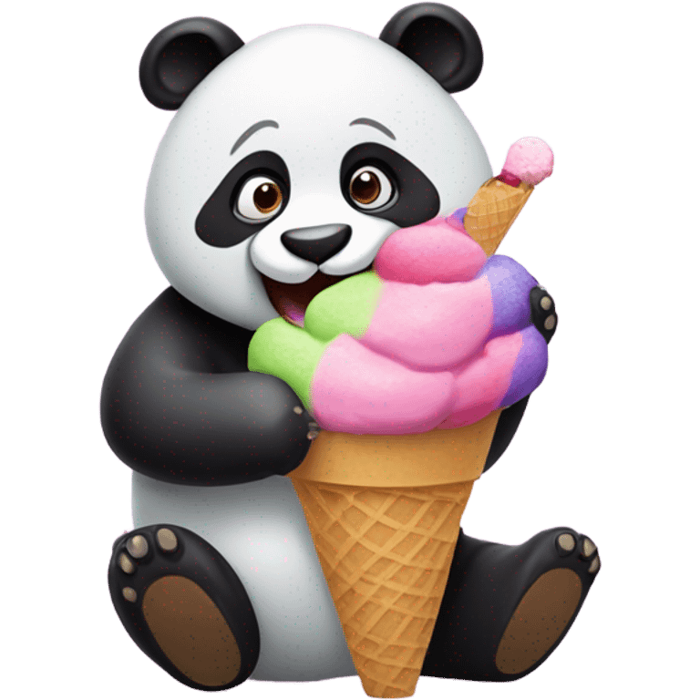 Panda eating ice cream emoji