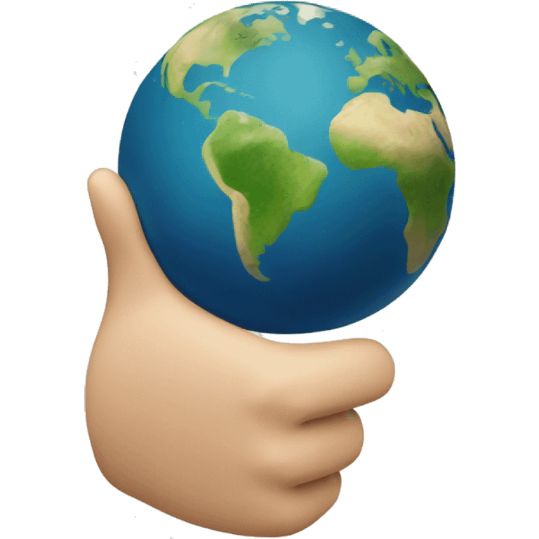 Earth as emoji with thumbs up emoji