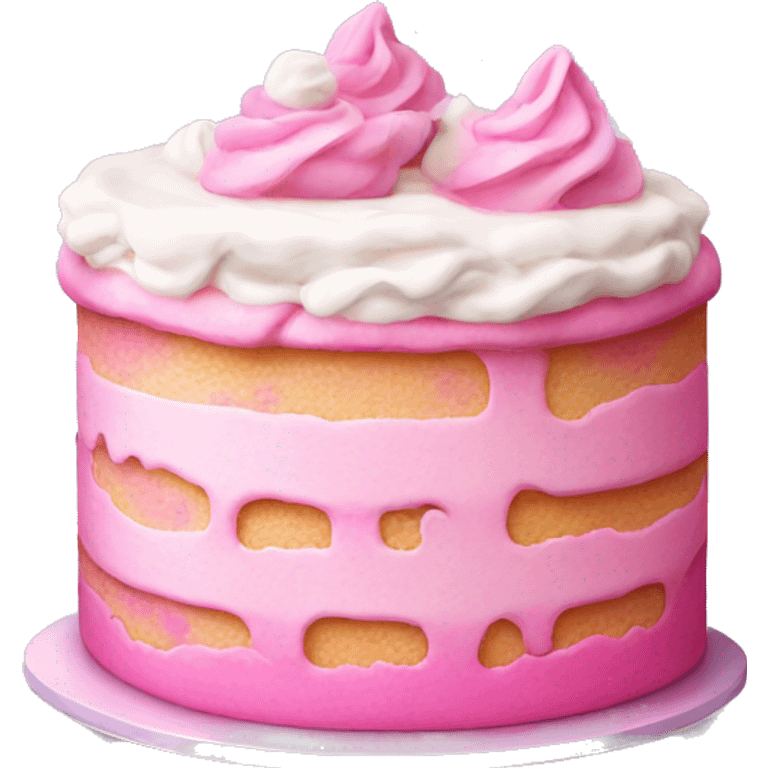 Pink cake with white cream emoji