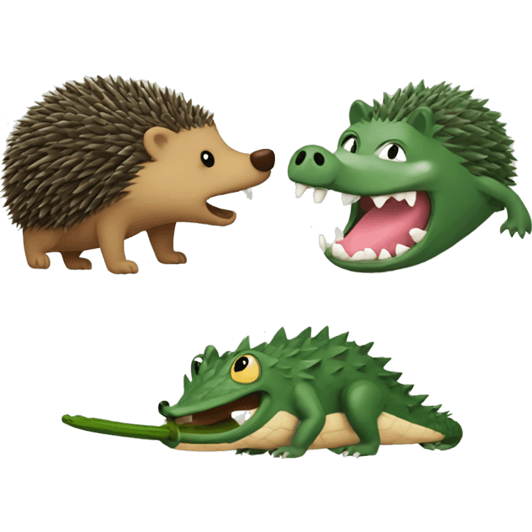 Hedgehog fighting a crocodile  emoji