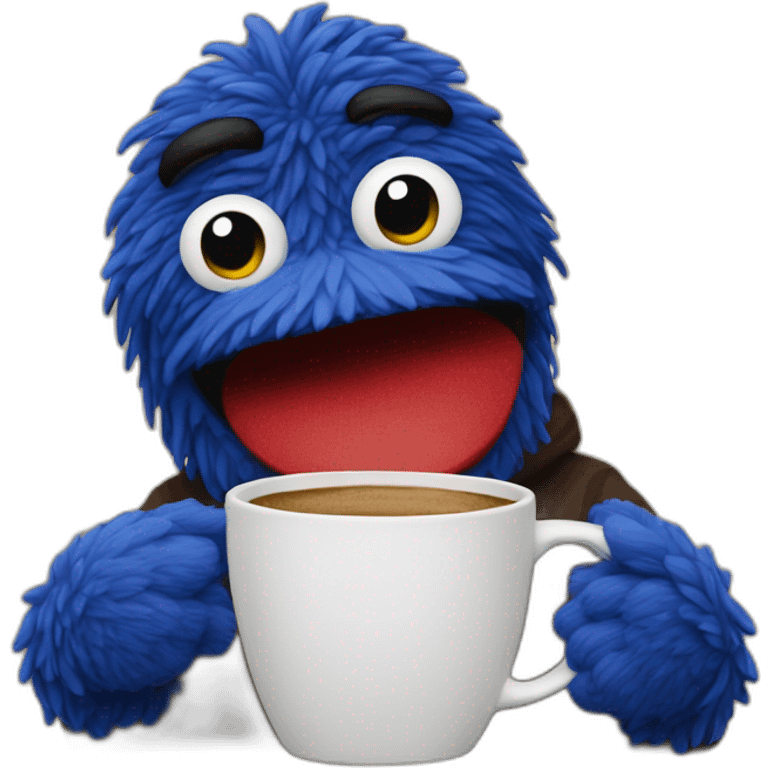 Grover with coffee (sesam street_ emoji