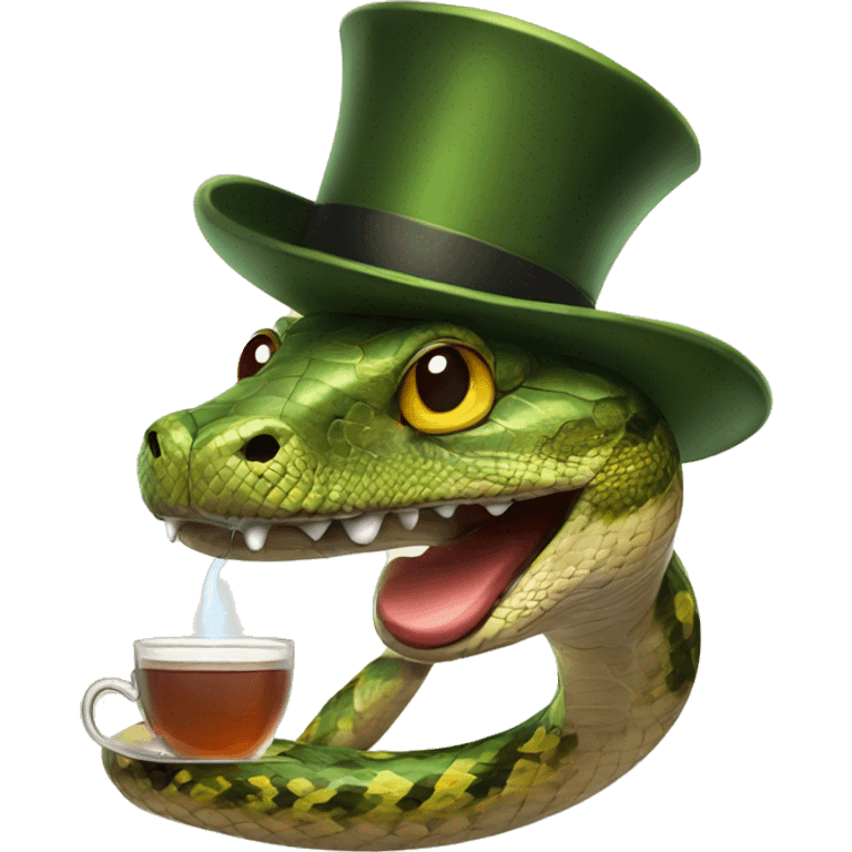 Snake with top hat monocle mustache and a tea emoji