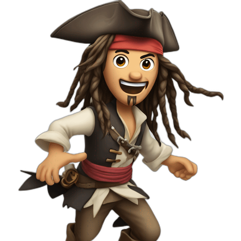 Jack sparrow running away scared hands in air emoji