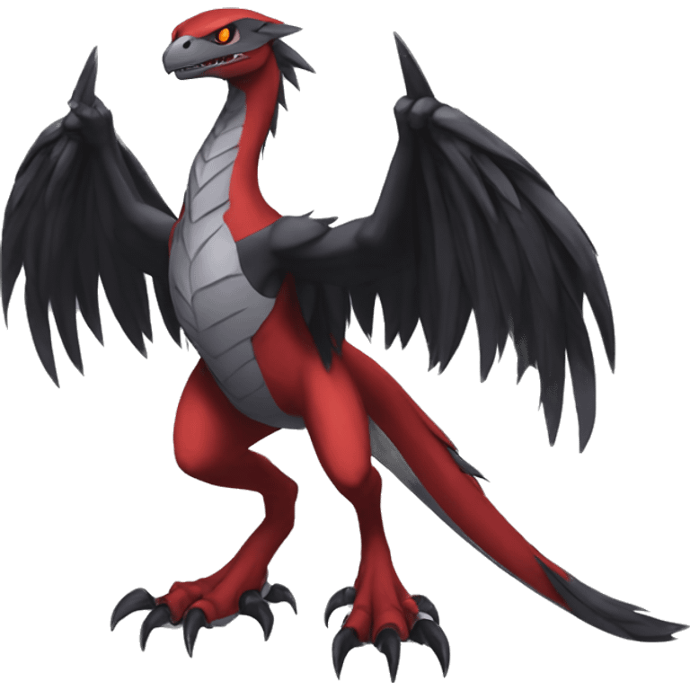  Cool Edgy Black Red Grey Digimon-Fakemon-Raptor-Reptile full body emoji