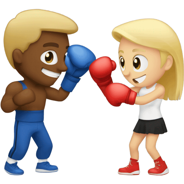 A man and a blond girl boxing emoji