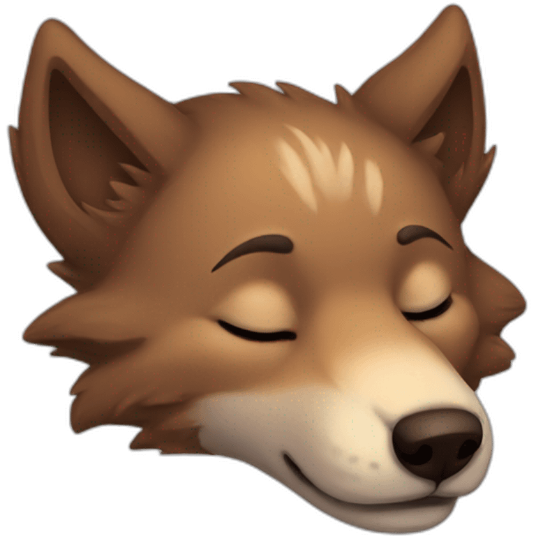 Brown cute Wolf furry sleeping emoji