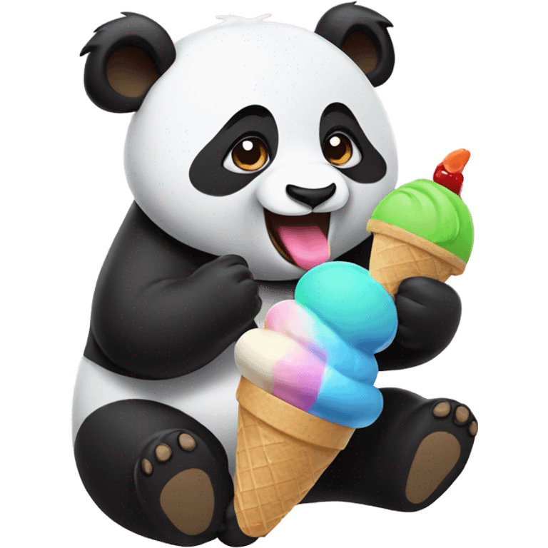 Panda eating ice cream emoji