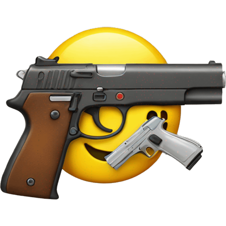 Smiley face emoji with fake gun emoji