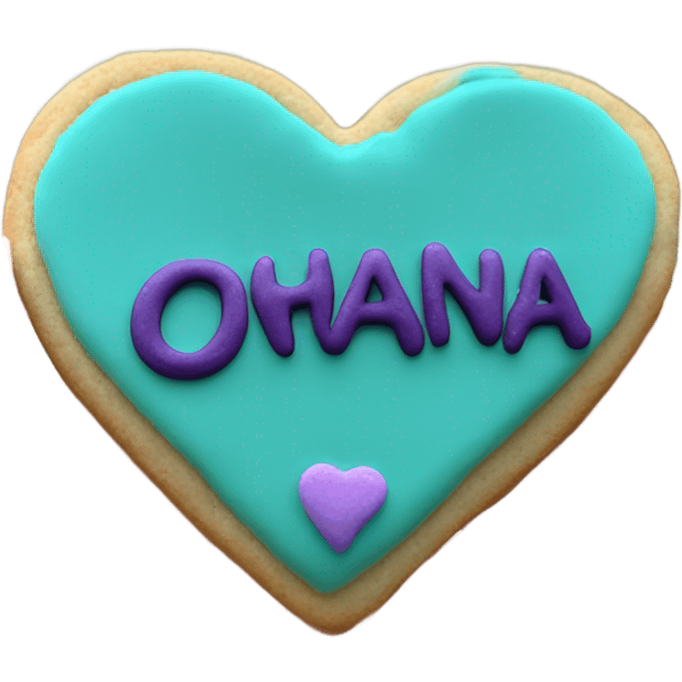 Teal purple Cookie heart with ohana emoji