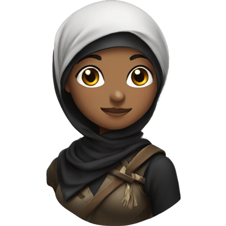 headscarf archer girl with black scarf emoji