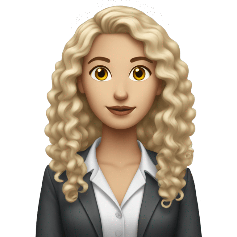 white girl with long semi curly hair with hoop earrings in a corporate attire emoji