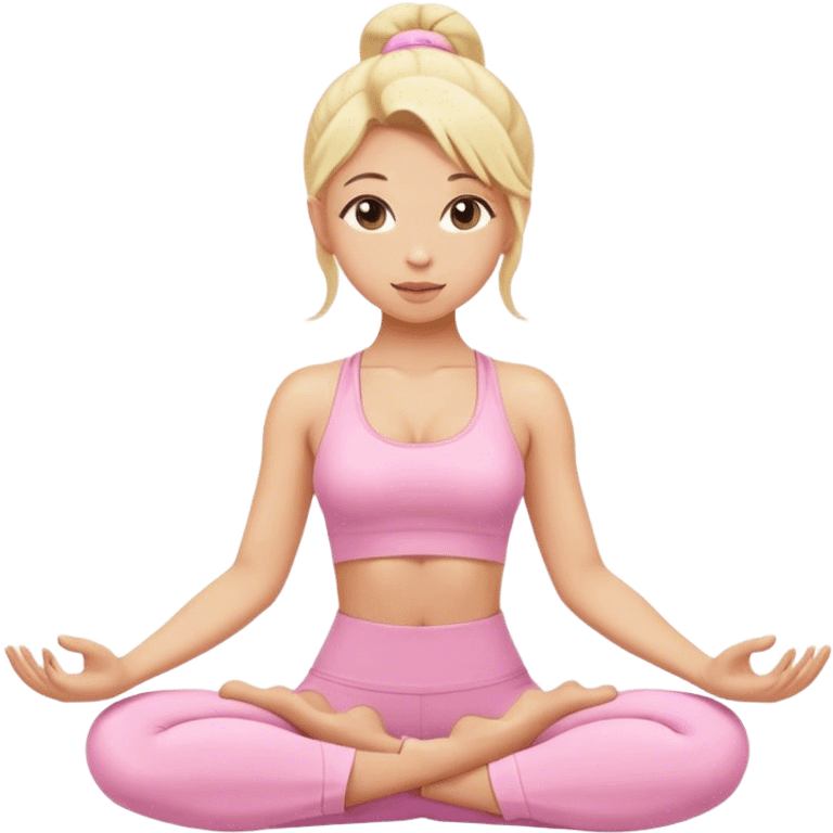 blonde yoga girl light pink clothes n emoji