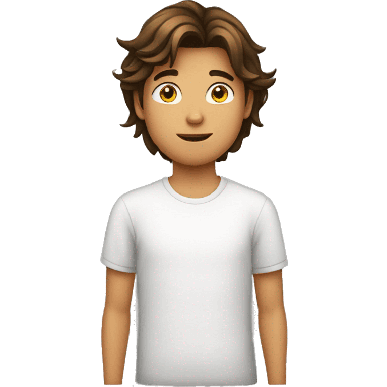 Adolescent homme de 15 ans métisse avec des cheveux bruns mi long mi court  emoji