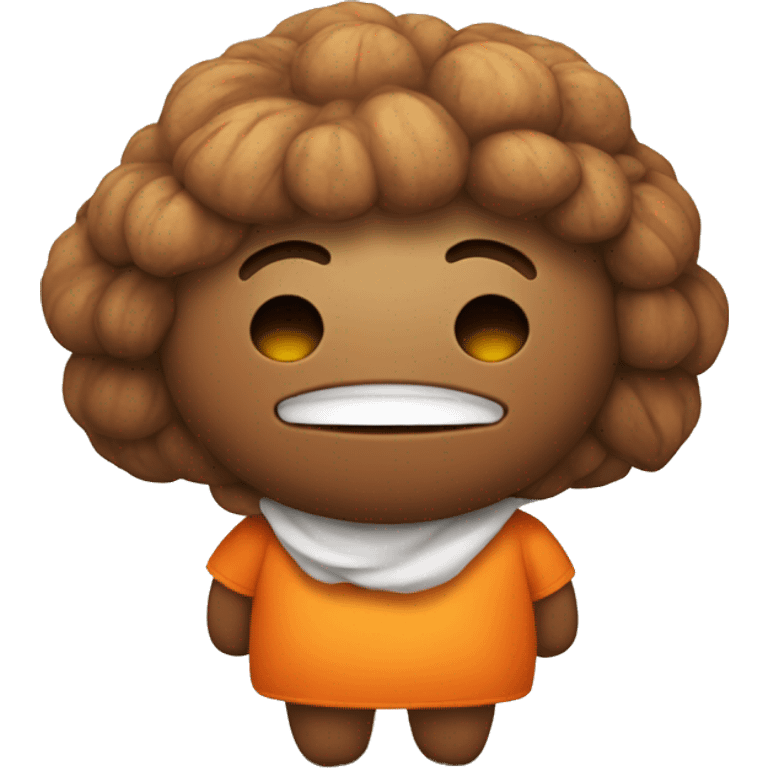 the cutest walnut character with orange color emoji