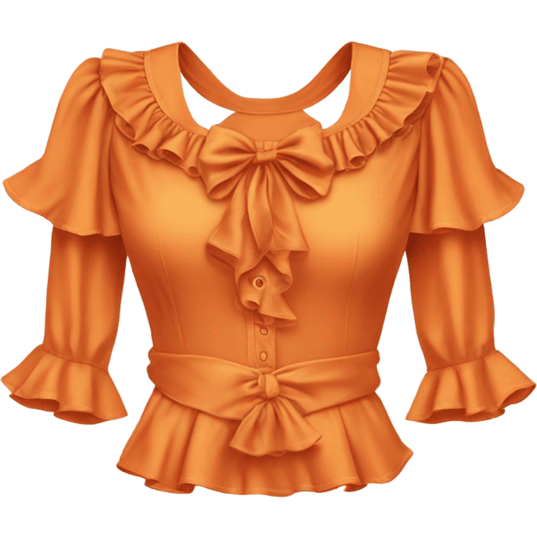 Realistic orange cut out crop top blouse. Ruffles. Isolated. Fancy sash emoji