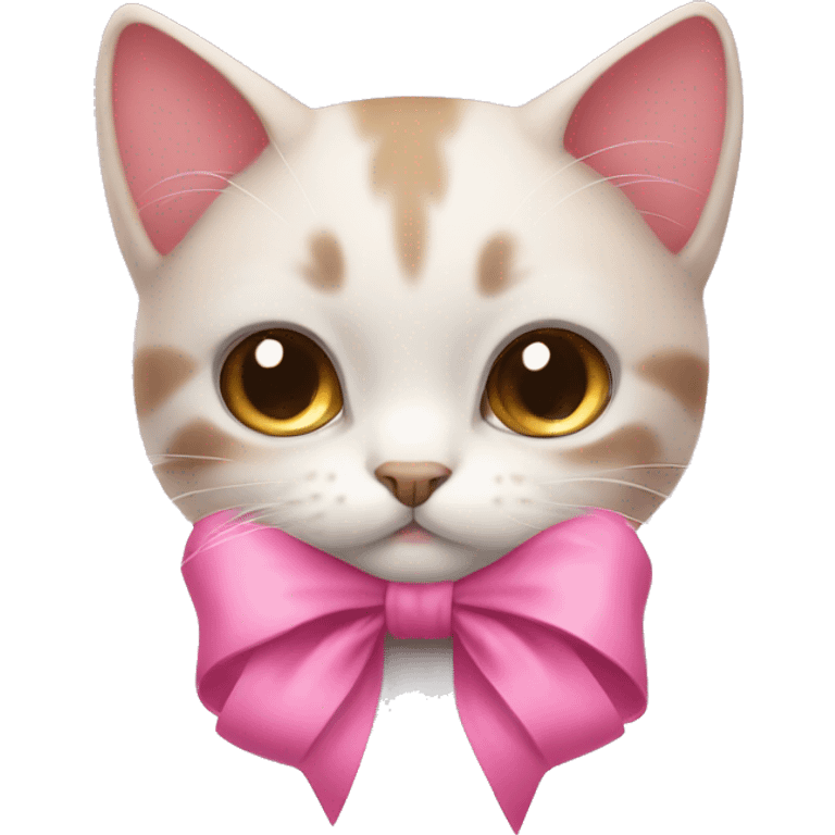 Pink Bow on Cute Cat emoji