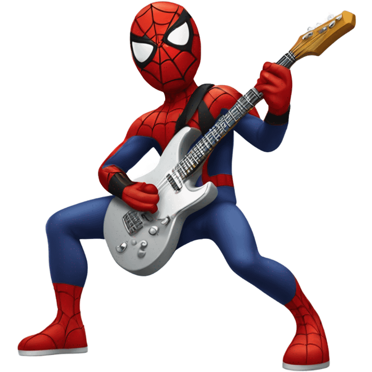 Spider-man playing electro guitar, Iroquois, punk emoji