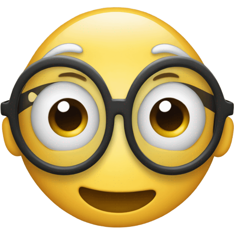 An emoji face making a 'glasses' gesture by forming circles with its fingers and placing them around the eyes emoji