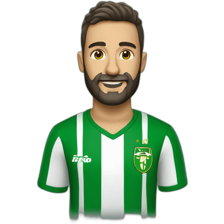 Hombre calvo y con barba y camiseta real Betis emoji