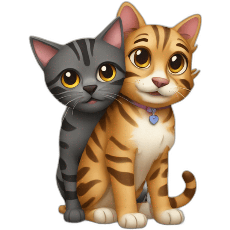 Hugging-bengalcat-and-yorkiedog emoji