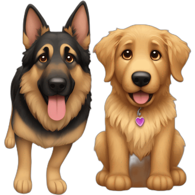 German shepherd and golden doodle  emoji