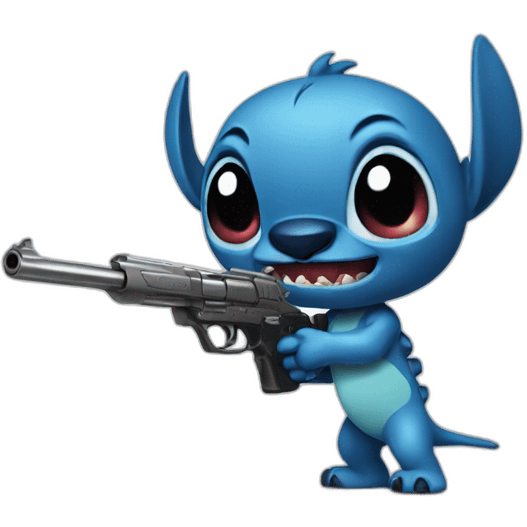 stitch with a gun emoji