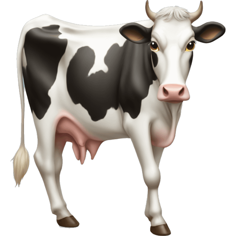 A cow with a skinny jeans emoji