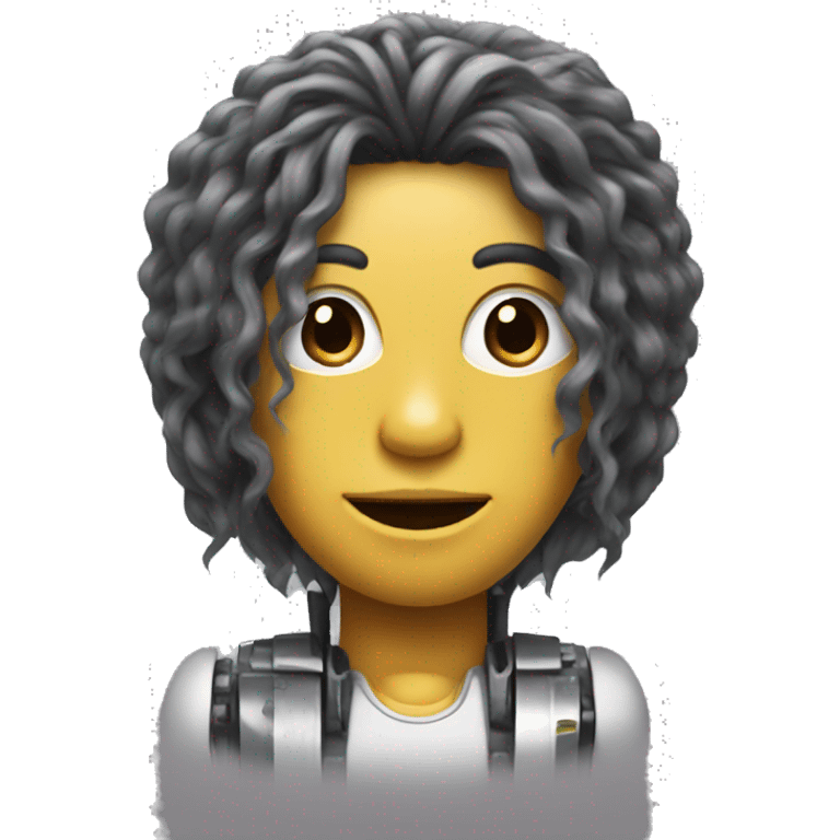 Robot with human hair emoji