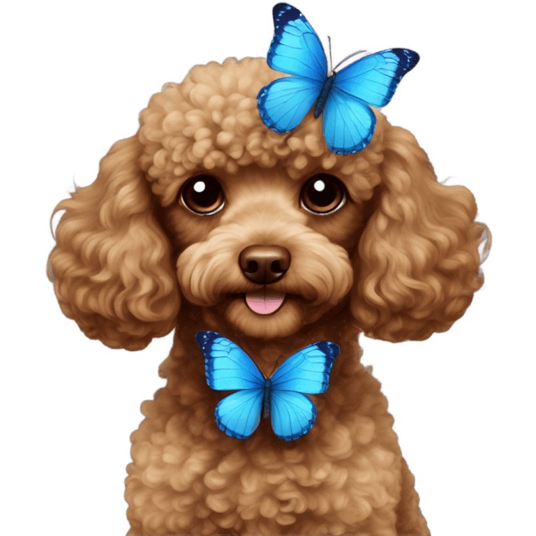 Brown Toy poodle with blue butterfly  emoji